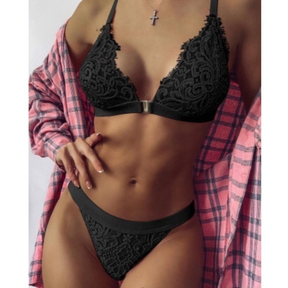 Sheer Black Bra and Thong Set NEW